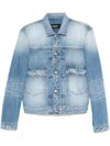 Dsquared2 Denim Jacket With Buttoned Cuffs And Pockets In Navy Blue