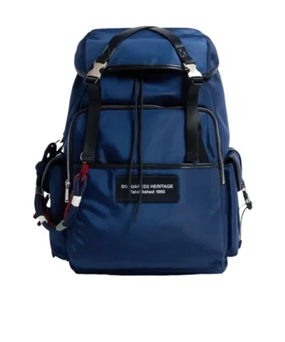Dsquared2 Heritage Logo Backpack In Blue