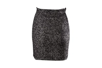 Dsquared2 Herringbone Pencil Skirt In Black Wool In Gray