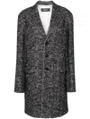 Dsquared2 Herringbone Wool Blend Coat In Black