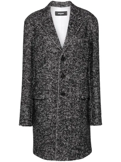 DSQUARED2 HERRINGBONE WOOL BLEND COAT