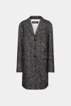 Dsquared2 Herringbone Wool Blend Coat In Black