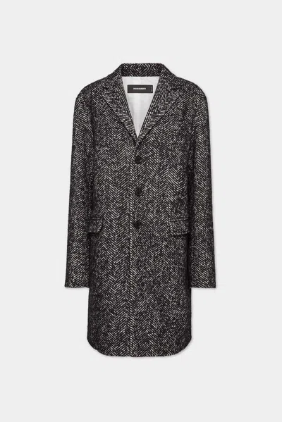 DSQUARED2 DSQUARED2 HERRINGBONE WOOL COAT