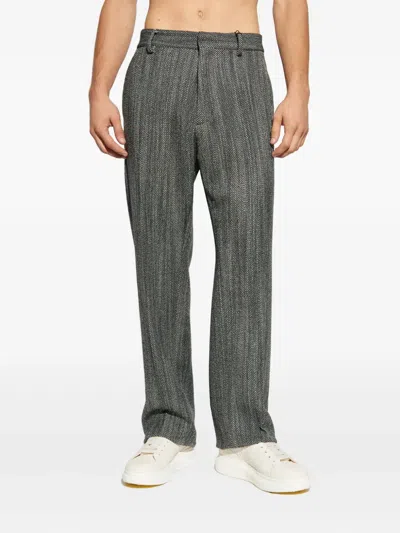 Dsquared2 Herringbone Wool Trousers In Gray