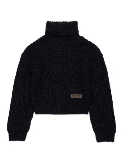 Dsquared2 Kids' High Collar Shirt In Black