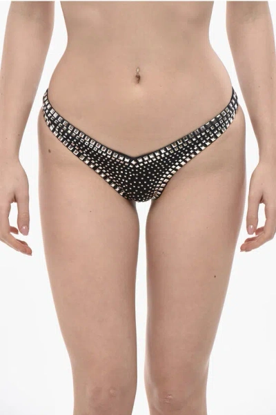 Dsquared2 High-cut Bikini Briefs With All-over Studs In Black