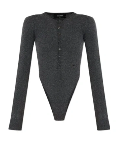 Dsquared2 High-cut Wool Body In Dark Grey