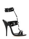 Dsquared2 High-gloss Black Sandals With Silver Stud Accents In Black