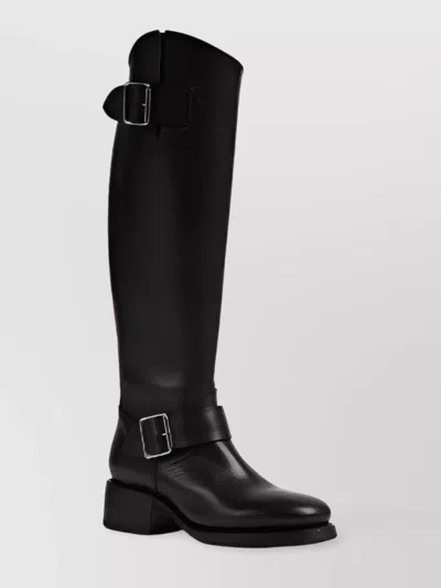 Dsquared2 High Heeled Buckle Detail Knee-high Boots In Black