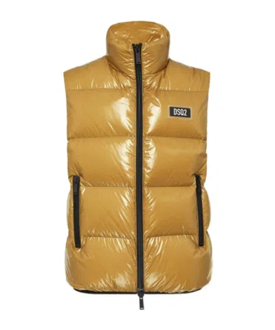 Dsquared2 High-neck Padded Vest In Brown