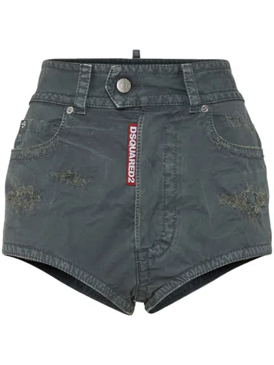Dsquared2 High-rise Denim Shorts In Grey