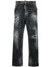 Dsquared2 High-rise Distressed Wide-leg Jeans In Grau