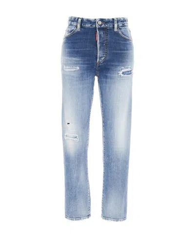 Dsquared2 High-rise Straight-leg Jeans In Blue