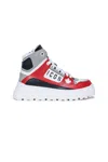 Dsquared2 Logo Print Leather Sneakers In Red