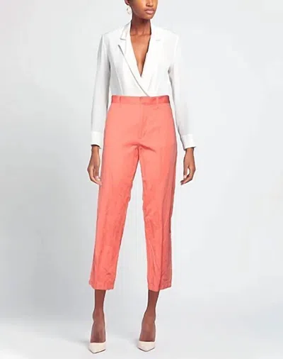 Dsquared2 High Waist Cropped Straight Leg Pants In Coral In Pink