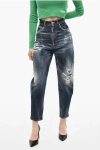 Dsquared2 High Waist Distressed Jeans In Blue