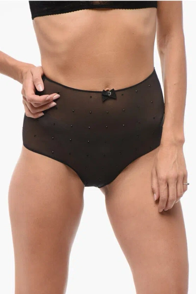 Dsquared2 High Waist Rhinestone Sheer Brief