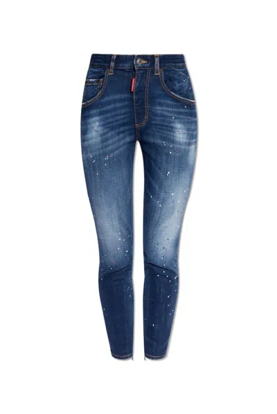 Dsquared2 High Waist Twiggy Jeans In Blue