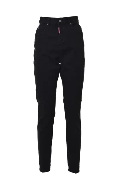 Dsquared2 High Waist Twiggy Jeans In Black Denim