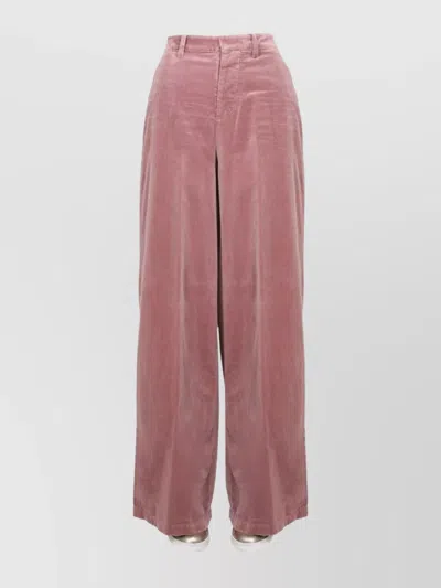 Dsquared2 High Waist Velvet Wide Leg Trousers In Pink