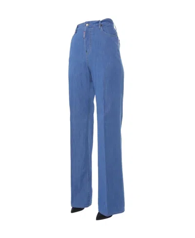 Dsquared2 High Waist Wide Leg Jeans In Blue
