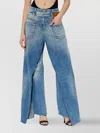 Dsquared2 High Waist Wide Leg Trousers With Sash In Blue