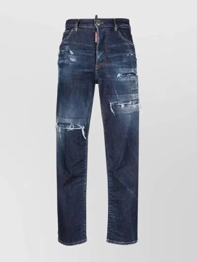 DSQUARED2 HIGH-WAISTED DISTRESSED-EFFECT CROPPED JEANS