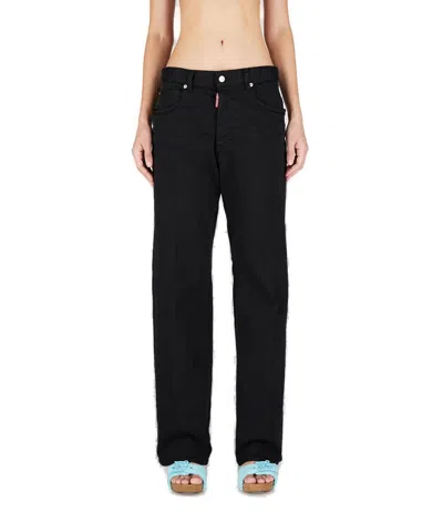 Dsquared2 High Waisted Straight Leg Jeans In Black
