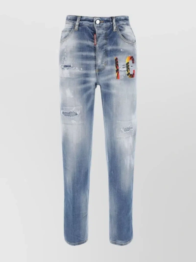 DSQUARED2 HIGH-WAISTED STRETCH COTTON DENIM JEANS
