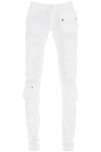 DSQUARED2 HIGH-WAISTED WHITE TRUMPET CARGO PANTS FOR WOMEN