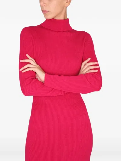 Dsquared2 High-neck Ribbed-knit Dress In Pink