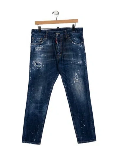 Pre-owned Dsquared2 High-rise Straight Leg Jeans In Blue
