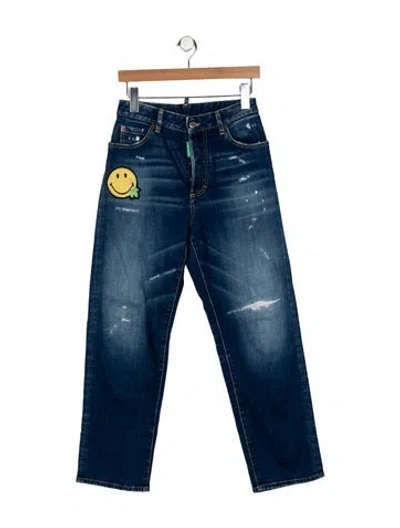 Pre-owned Dsquared2 High-rise Straight Leg Jeans In Blue