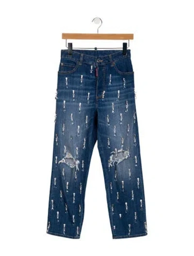 Pre-owned Dsquared2 High-rise Straight Leg Jeans In Blue