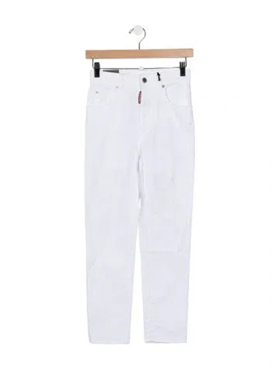 Pre-owned Dsquared2 High-rise Straight Leg Jeans In White