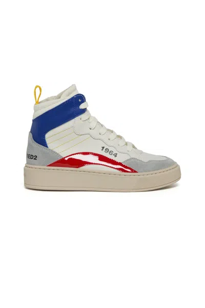 Dsquared2 Kids' High-top Colour-block Sneakers With Logo In Multi