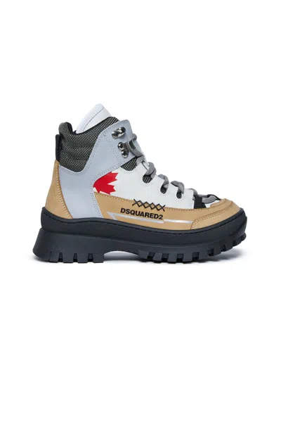 Dsquared2 Kids' Leather Sneakers In Grey