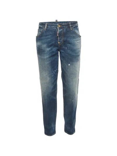 Pre-owned Dsquared2 Hockney Distressed-design Jeans In Blue