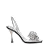 Dsquared2 Leather Holiday Party Sandals With Maxi Rhinestoned Statemen