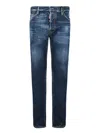 Dsquared2 Blue Jeans With Belt Loops And Logo Patch On The Rear In Denim Man In Blue
