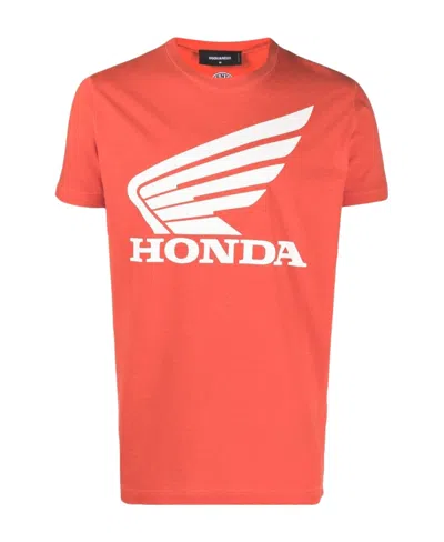 Dsquared2 Honda Printed Crewneck T-shirt In Orange