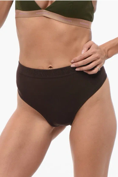 Dsquared2 Honey High Waist Brief With Tone On Tone Logo