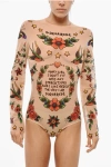 Dsquared2 Honey Tattoo Patterned Mesh Bodysuit In Multi