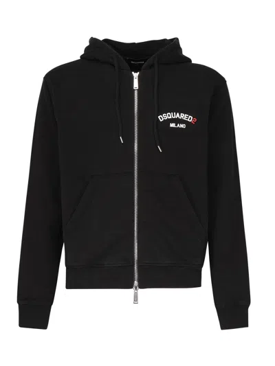 Dsquared2 Hooded Black Cotton Sweater