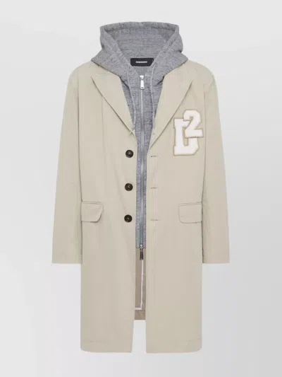 DSQUARED2 HOODED COAT WITH DRAWSTRING AND POCKETS