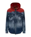 Dsquared2 Distressed Denim Jacket With Shearling In Blue