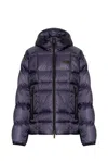 Dsquared2 Quilted Puff Coat With Hood And Relaxed Fit In Blue