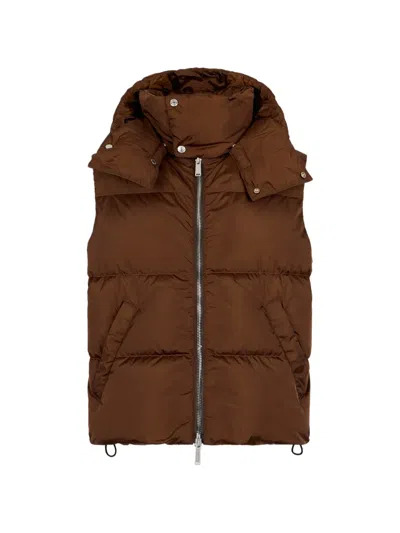 Dsquared2 Hooded Down Vest In Brown