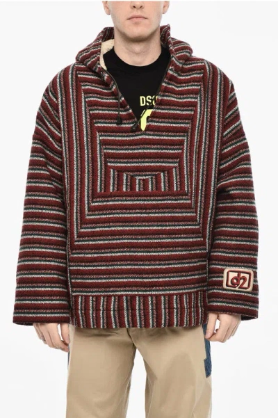 Dsquared2 Hooded Padded Striped Wool Anorak