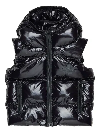 Dsquared2 Babies' Hooded Puffer Gilet In Black